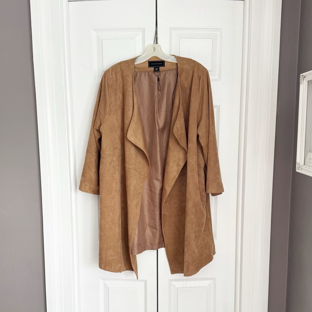 Draped faux suede jacket